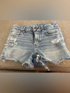 American Eagle Outfitters Distressed Light Blue Denim Cutoff Shorts